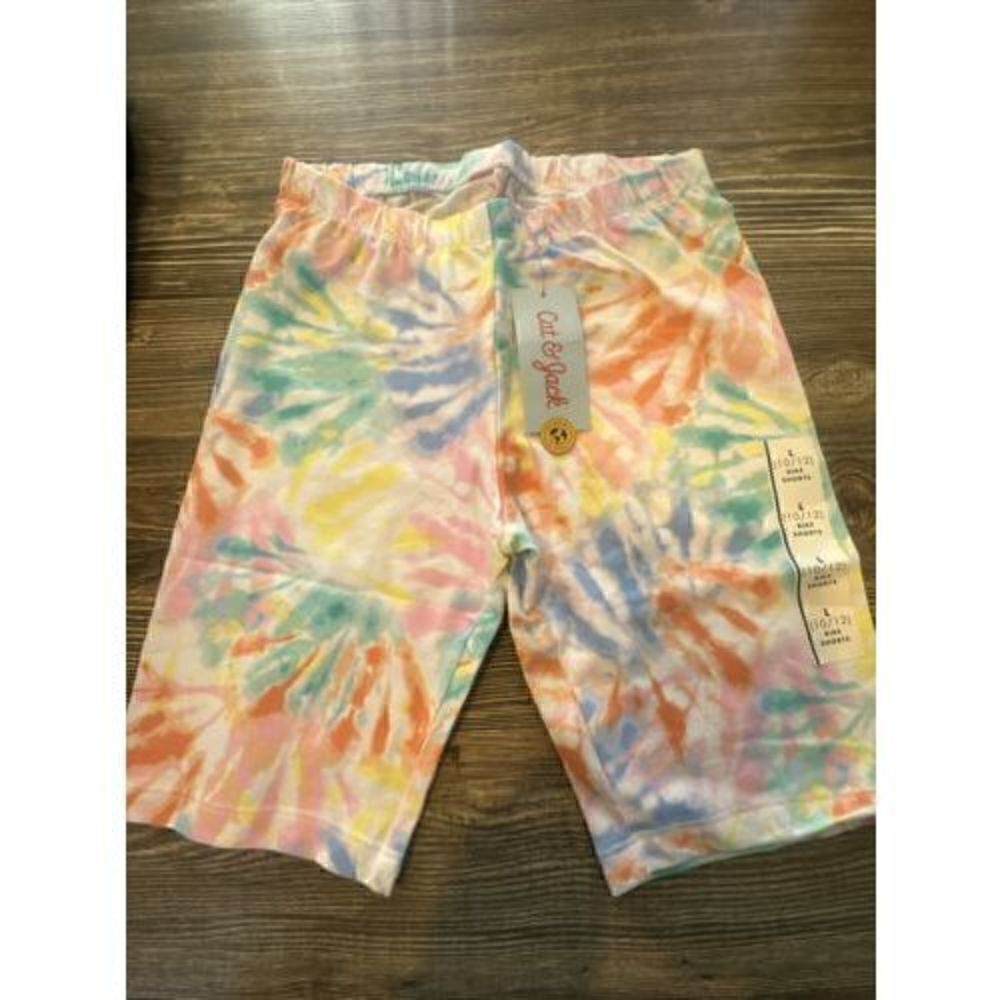 Cat & Jack Girl's Size L(10/12) Rainbow Tie Dye Biker Short's 100% Cotton. B